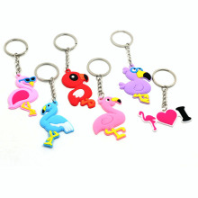 Wholesale Creative Personality Cartoon PVC  Flamingos Keychain Promotional Gift